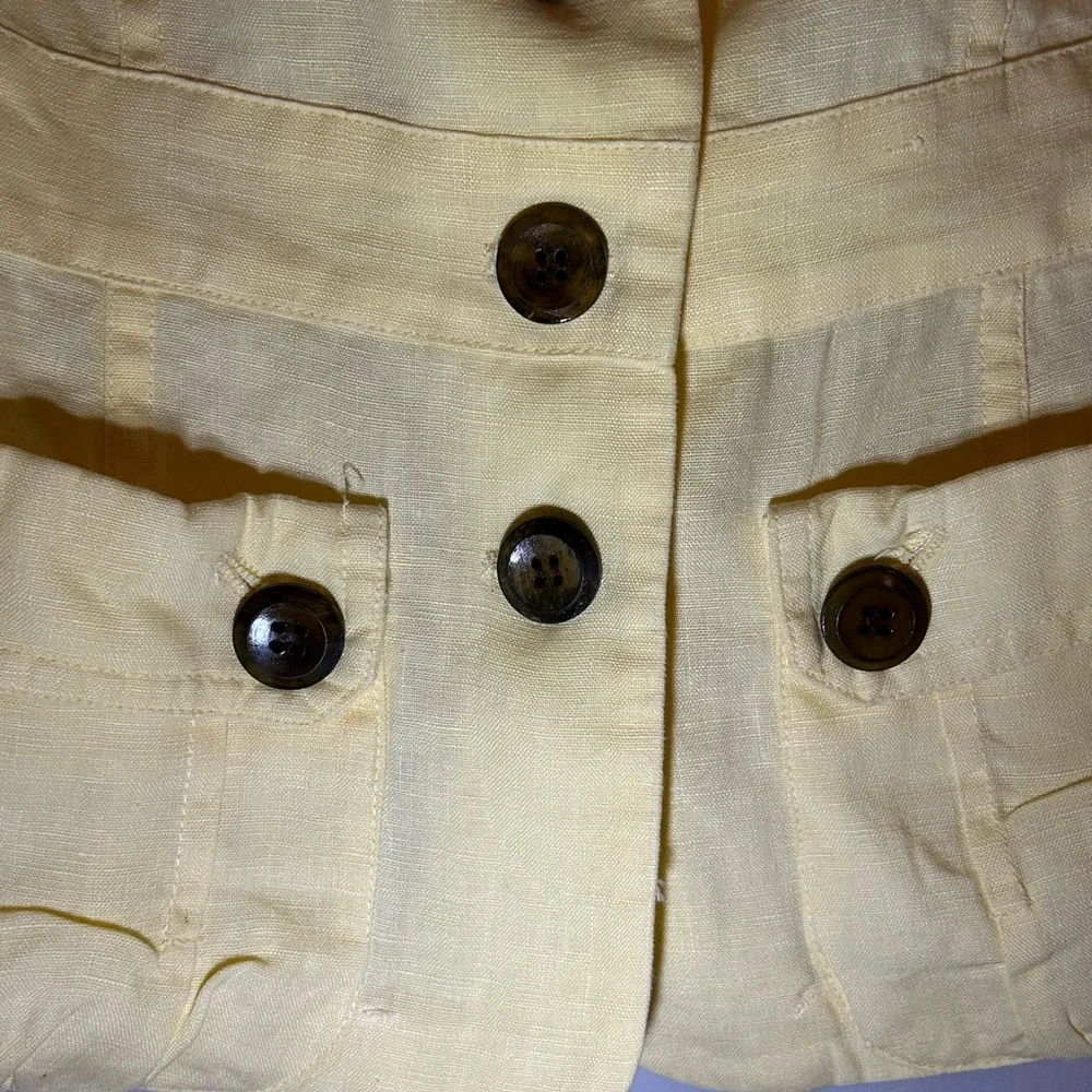 Chico's Yellow linen utility jacket Women's size 0 button front lightweight